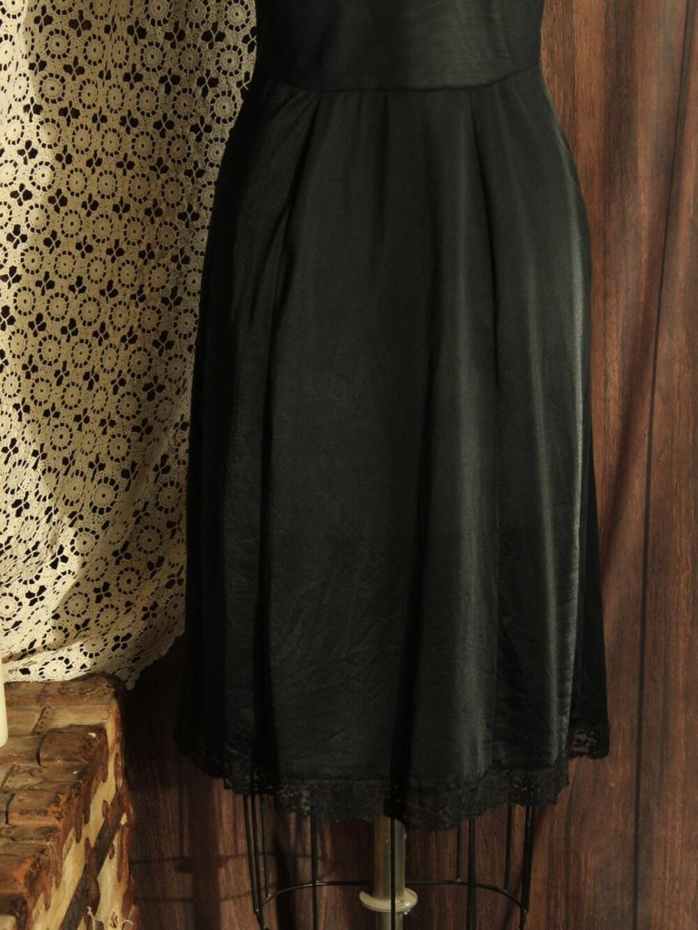 Vintage 1960s Black Full Slip, Caresse Lingerie Combine Girdle Corselette Bodice - Picture 12 of 14